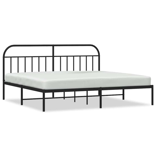 vidaXL 12" Black King Size Metal Bed Frame with Headboard No Mattress