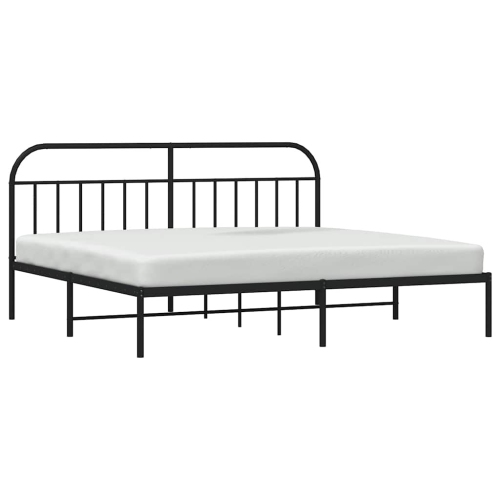 vidaXL 12" Black King Size Metal Bed Frame with Headboard No Mattress
