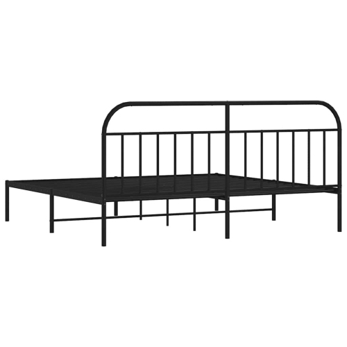 vidaXL 12" Black King Size Metal Bed Frame with Headboard No Mattress