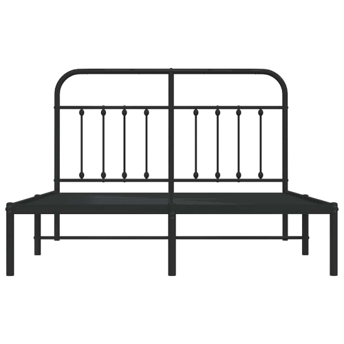 vidaXL Black Queen Metal Bed Frame with Headboard & Slats, No Mattress, Easy Assembly