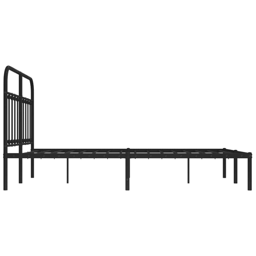 vidaXL Black Queen Metal Bed Frame with Headboard & Slats, No Mattress, Easy Assembly