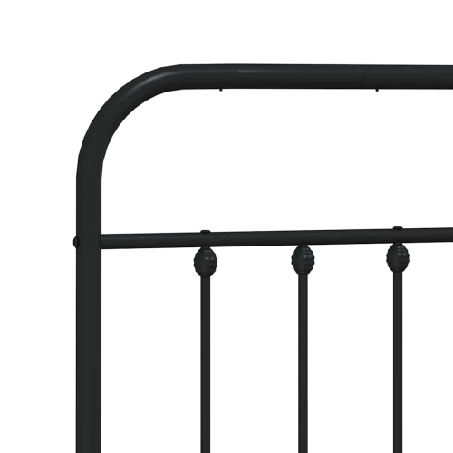vidaXL Black Queen Metal Bed Frame with Headboard & Slats, No Mattress, Easy Assembly