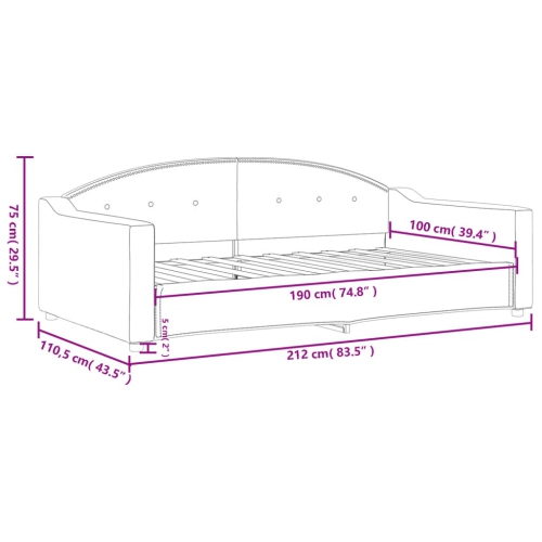 vidaXL Day Bed without Mattress Dark Grey 100x190 cm Fabric