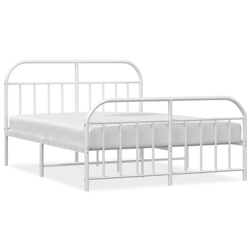 VIDAXL  12" Full Size Metal Bed Frame With Headboard & Footboard No Mattress In White