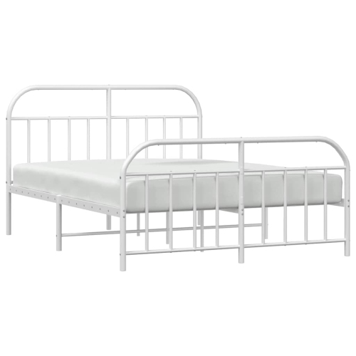 vidaXL 12" White Full Size Metal Bed Frame with Headboard & Footboard No Mattress