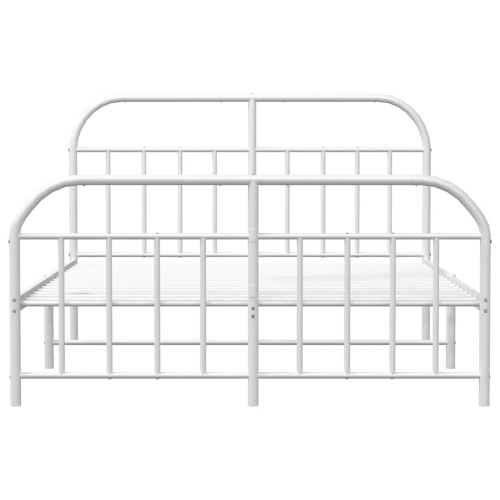 vidaXL 12" White Full Size Metal Bed Frame with Headboard & Footboard No Mattress