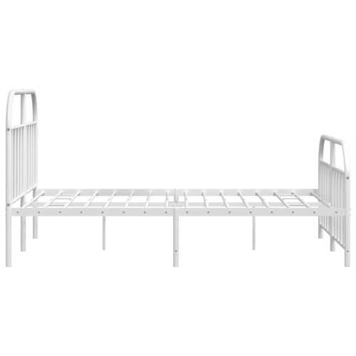vidaXL 12" White Full Size Metal Bed Frame with Headboard & Footboard No Mattress