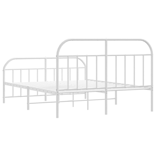 vidaXL 12" White Full Size Metal Bed Frame with Headboard & Footboard No Mattress