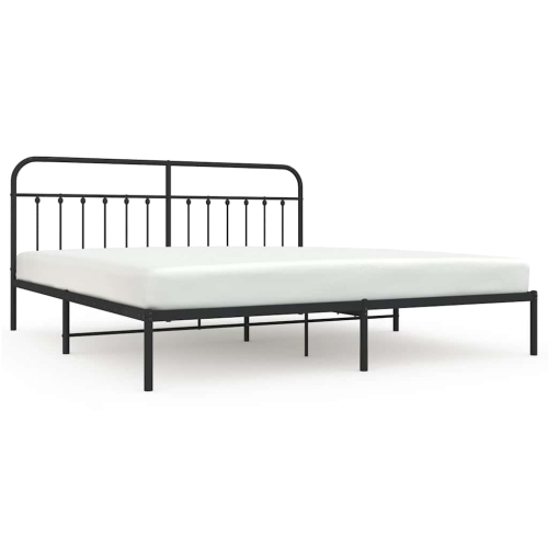 VIDAXL  King Metal Bed Frame With Headboard & Slats, No Mattress, Easy Assembly In Black