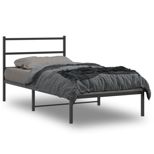 VidaXL Cadre de lit en métal sans matelas avec tête de lit noir 100 200 cm