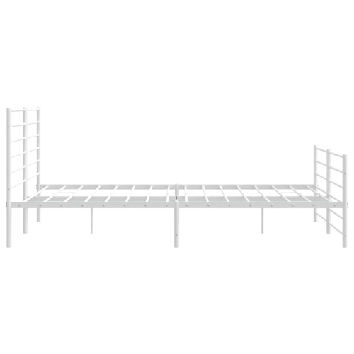 vidaXL White California King Metal Bed Frame with Headboard & Slats, No Mattress, Easy Assembly