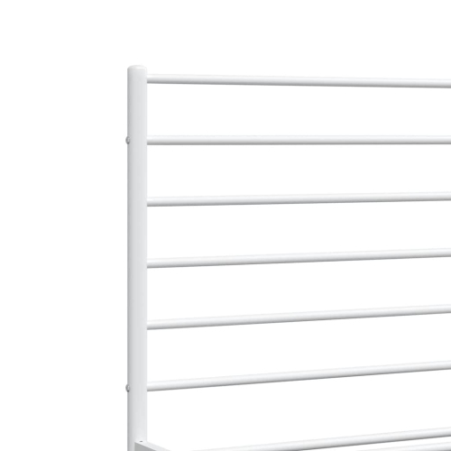 vidaXL White California King Metal Bed Frame with Headboard & Slats, No Mattress, Easy Assembly