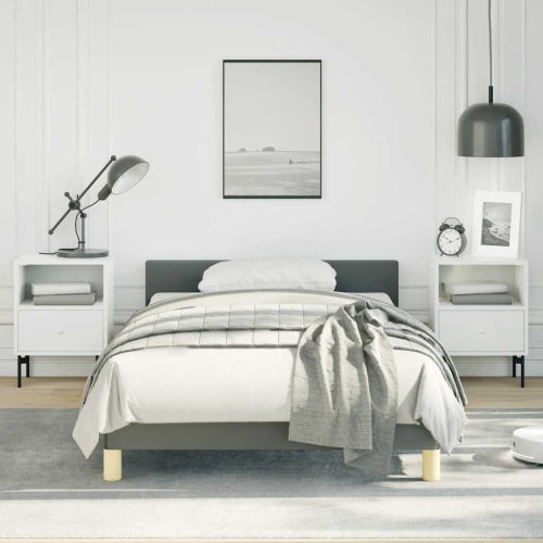 vidaXL Fabric Twin XL Platform Bed Frame, Slats Support, Easy Assembly, No Mattress, Dark Gray