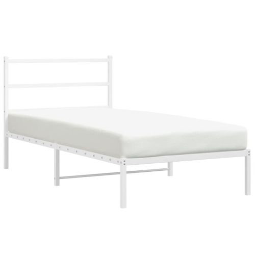 vidaXL Metal Bed Frame without Mattress with Headboard White 100x200cm