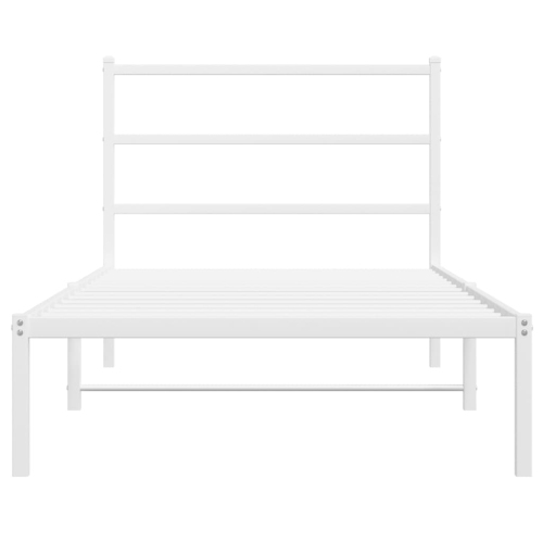 vidaXL Metal Bed Frame without Mattress with Headboard White 100x200cm