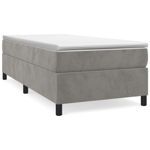 vidaXL Box Spring Bed with Mattress Light Grey 100x203 cm Twin XL Velvet