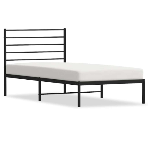 VIDAXL  Twin Metal Bed Frame With Headboard & Slats, No Mattress, Easy Assembly In Black