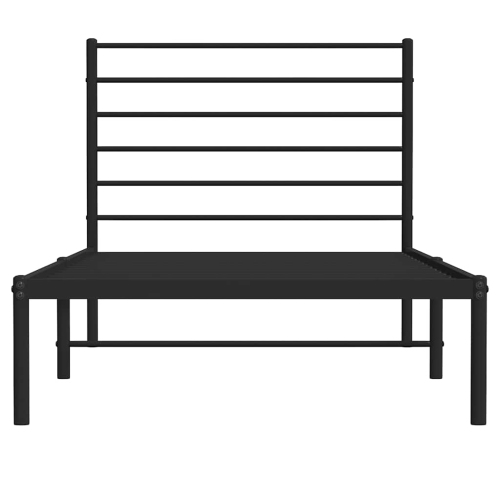 vidaXL Black Twin Metal Bed Frame with Headboard & Slats, No Mattress, Easy Assembly