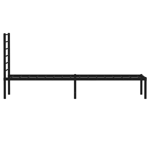 vidaXL Black Twin Metal Bed Frame with Headboard & Slats, No Mattress, Easy Assembly