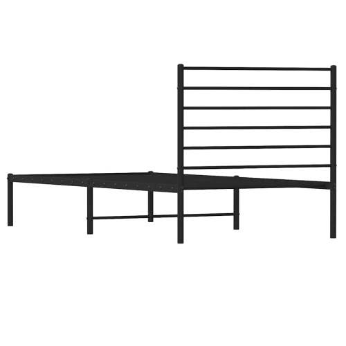 vidaXL Black Twin Metal Bed Frame with Headboard & Slats, No Mattress, Easy Assembly