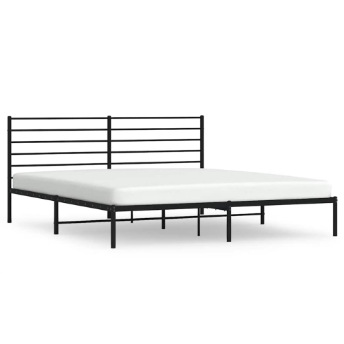 vidaXL Black California King Metal Bed Frame with Headboard & Slats, No Mattress, Easy Assembly