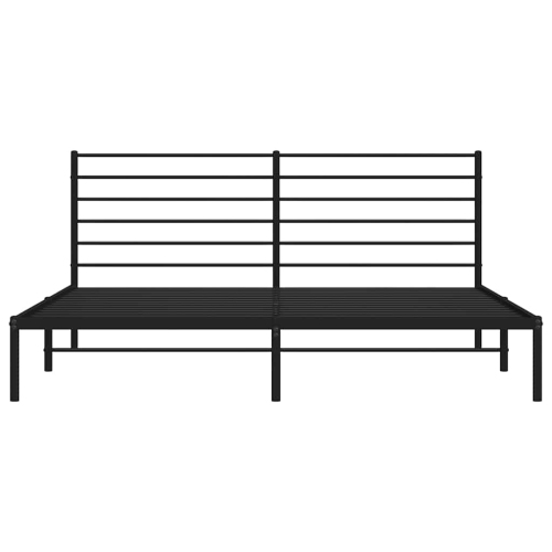 vidaXL Black California King Metal Bed Frame with Headboard & Slats, No Mattress, Easy Assembly