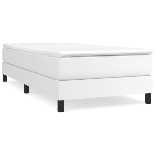 Sommier à ressorts avec matelas en similicuir blanc 100 x 203&nbsp;cm pour lit simple TG