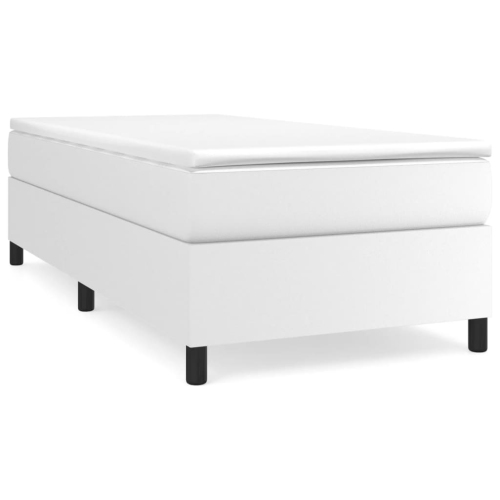 Sommier à ressorts avec matelas en similicuir blanc 100 x 203&nbsp;cm pour lit simple TG