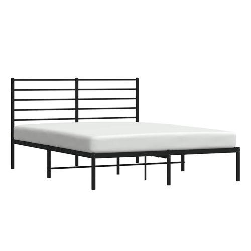 vidaXL Black Full Metal Bed Frame with Headboard & Slats, No Mattress, Easy Assembly