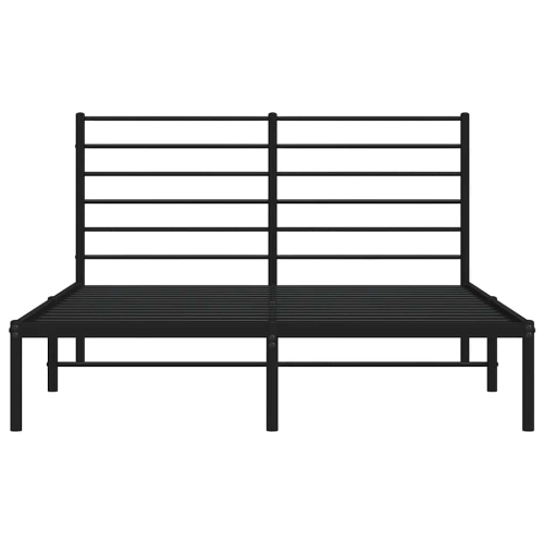 vidaXL Black Full Metal Bed Frame with Headboard & Slats, No Mattress, Easy Assembly