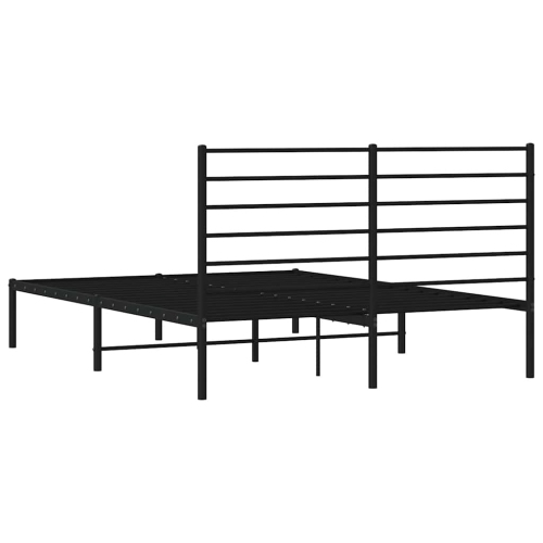 vidaXL Black Full Metal Bed Frame with Headboard & Slats, No Mattress, Easy Assembly
