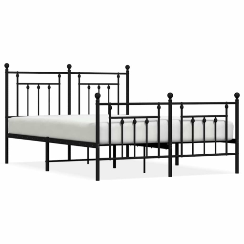 VIDAXL  12" Queen Metal Bed Frame With Headboard & Footboard No Mattress In Black