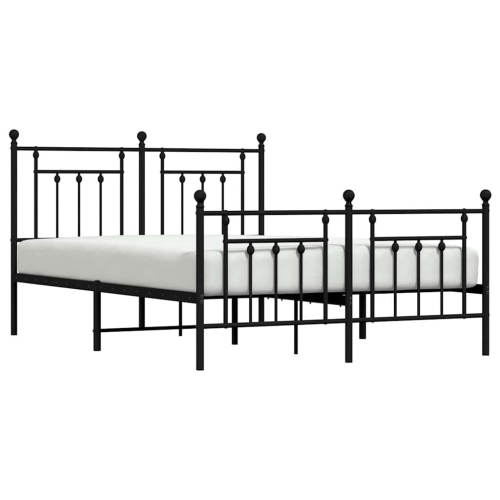 vidaXL 12" Black Queen Metal Bed Frame with Headboard & Footboard No Mattress