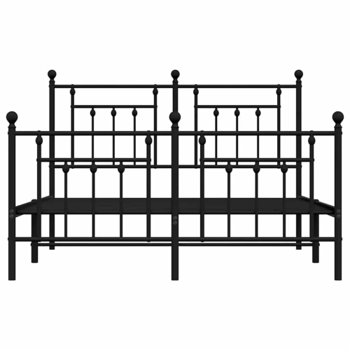 vidaXL 12" Black Queen Metal Bed Frame with Headboard & Footboard No Mattress