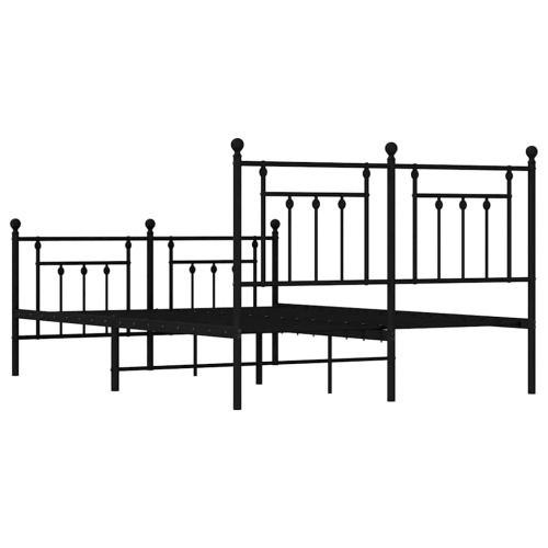 vidaXL 12" Black Queen Metal Bed Frame with Headboard & Footboard No Mattress
