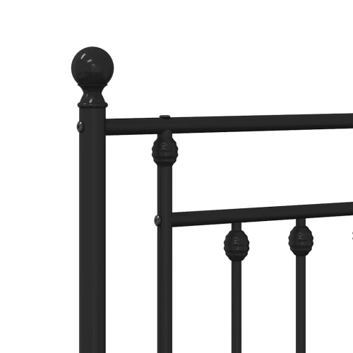vidaXL 12" Black Queen Metal Bed Frame with Headboard & Footboard No Mattress