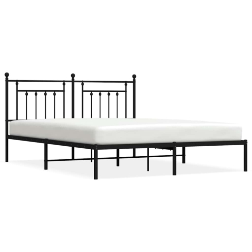 VIDAXL  12" California King Metal Bed Frame With Headboard No Mattress In Black