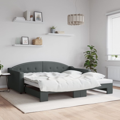 vidaXL Daybed with Trundle without Mattress Light Grey 100x190 cm