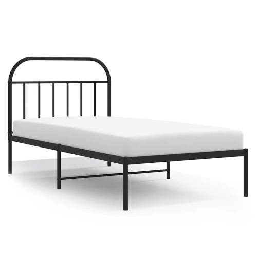 vidaXL 12" Black Twin XL Metal Bed Frame with Headboard No Mattress