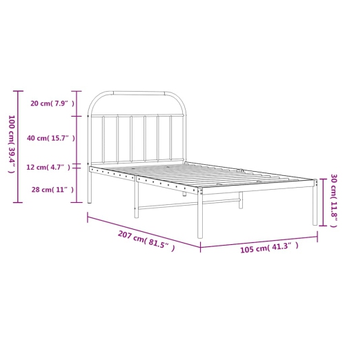 vidaXL 12" Black Twin XL Metal Bed Frame with Headboard No Mattress