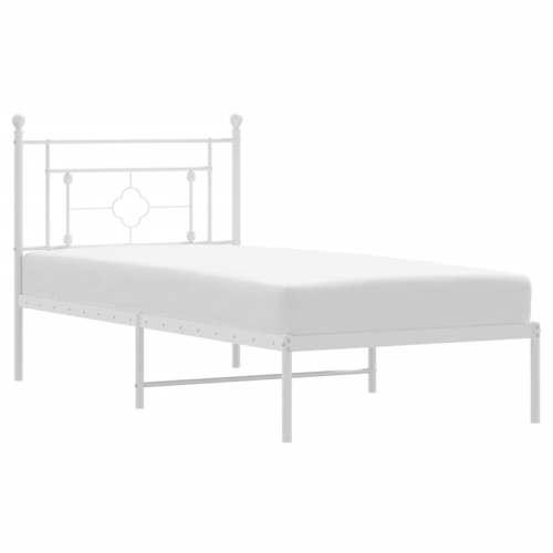 VIDAXL  Metal Bed Frame With Headboard White 100X200 Cm