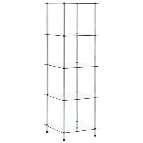 VIDAXL  5-Tier Shelf Transparent 40X40X130 Cm Tempered Glass