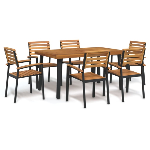 VIDAXL  7 Piece Garden Dining Set Solid Wood Acacia And Metal
