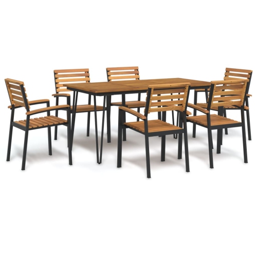 VIDAXL  7 Piece Garden Dining Set Solid Wood Acacia And Metal