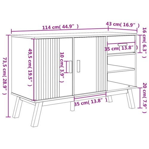 vidaXL Sideboard OLDEN Brown 114x43x73.5 cm Solid Wood Pine