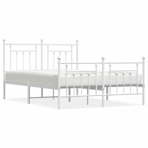 VIDAXL  12" Queen Metal Bed Frame With Headboard & Footboard No Mattress In White