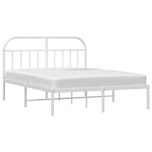vidaXL 12" White California King Metal Bed Frame with Headboard No Mattress