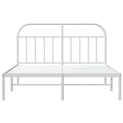 vidaXL 12" White California King Metal Bed Frame with Headboard No Mattress