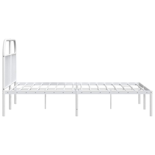 vidaXL 12" White California King Metal Bed Frame with Headboard No Mattress