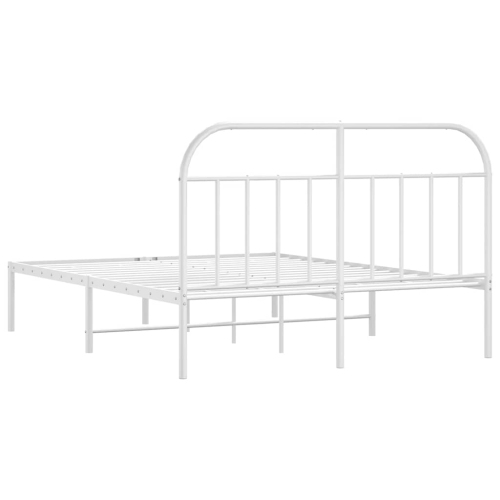 vidaXL 12" White California King Metal Bed Frame with Headboard No Mattress